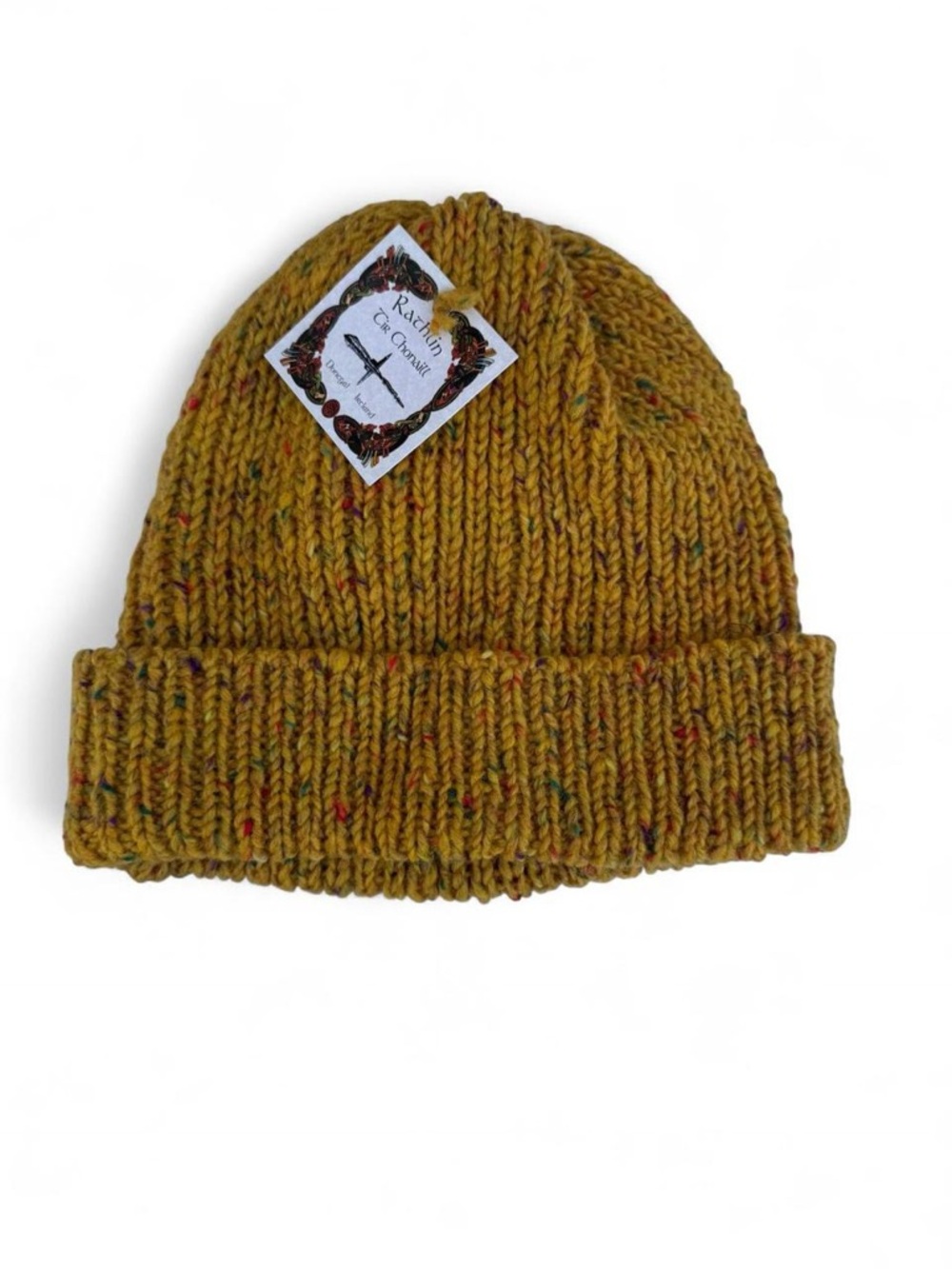 Irish Wool Mustard Fisherman Beanie NWT